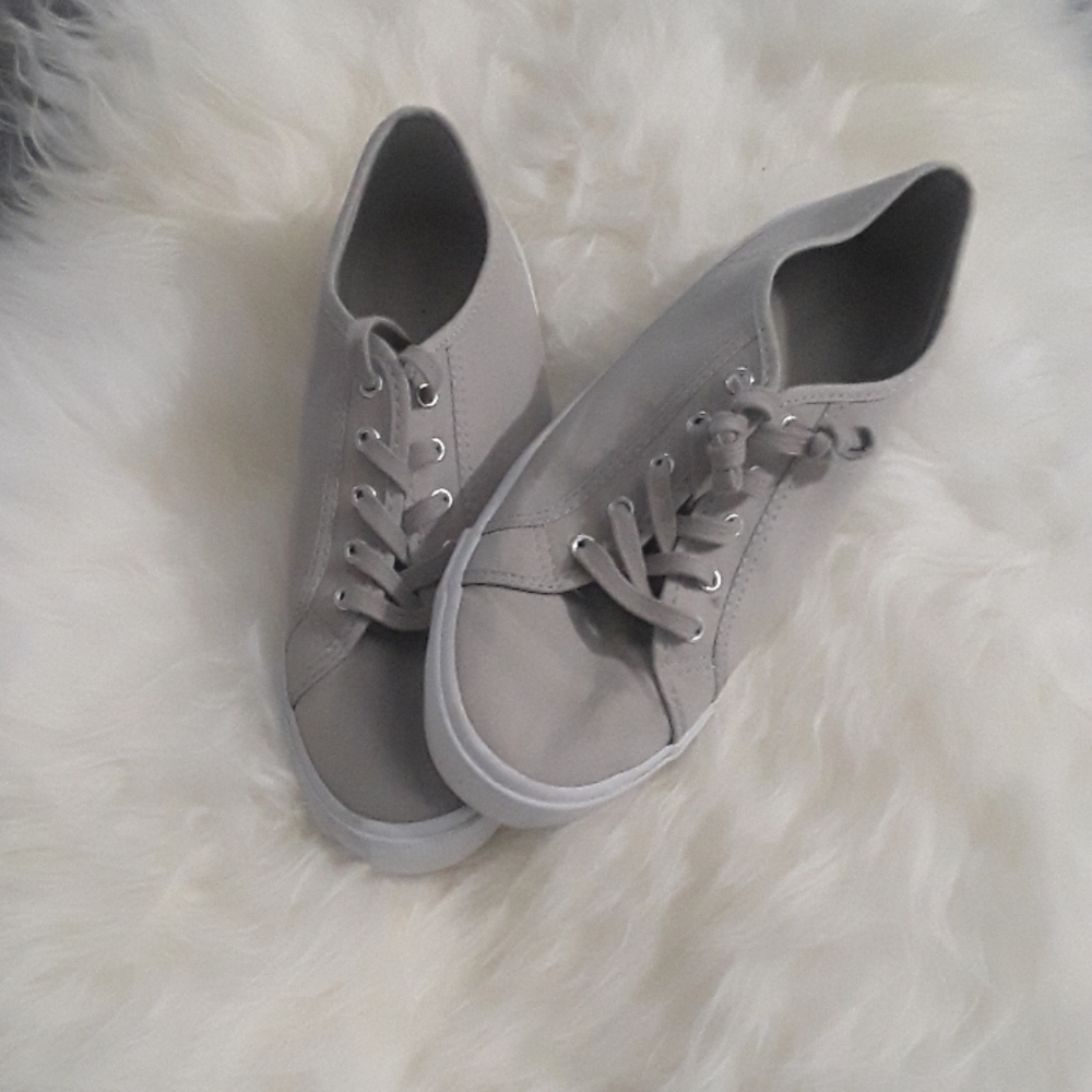 Tan lace up flats
